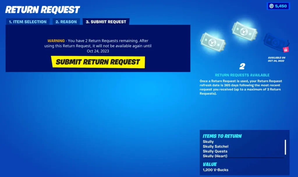 Fortnite return items