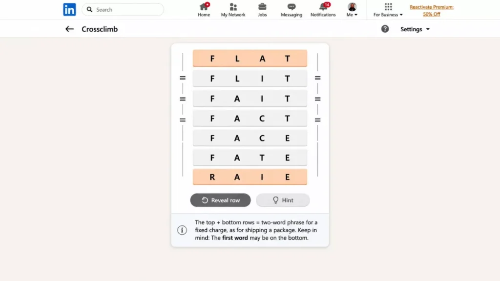 The Crossclimb puzzle answer today