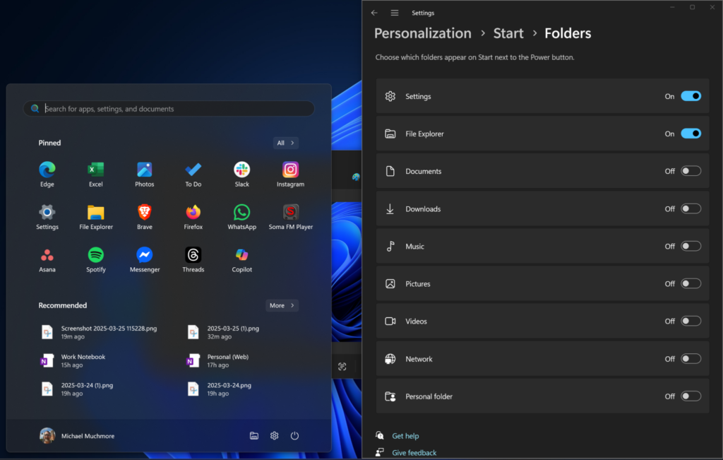 Customize the Start Menu