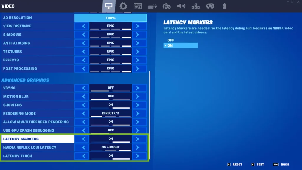 Enable NVIDIA Reflex (RTX GPU Users) to get zero lag in Fortnite