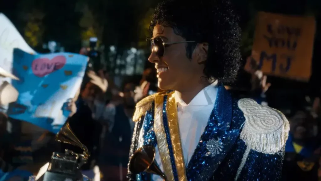 Jaafar Jackson smiling in Michael Movie