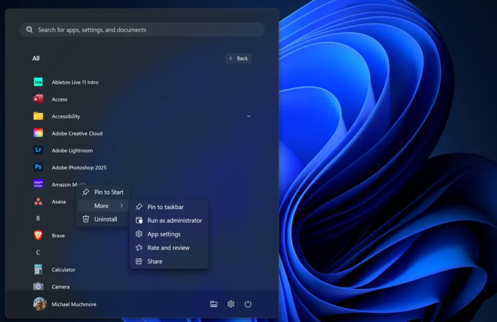 Pin Apps to the Start Menu
