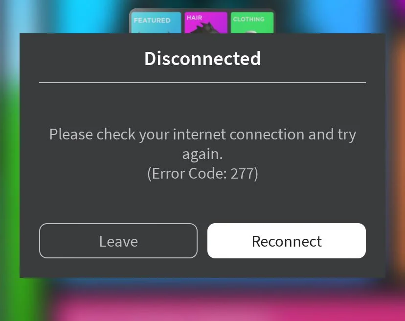 Common Roblox Error Code 277 Message