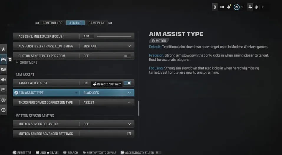 Aim Assist Settings (Controller Players)