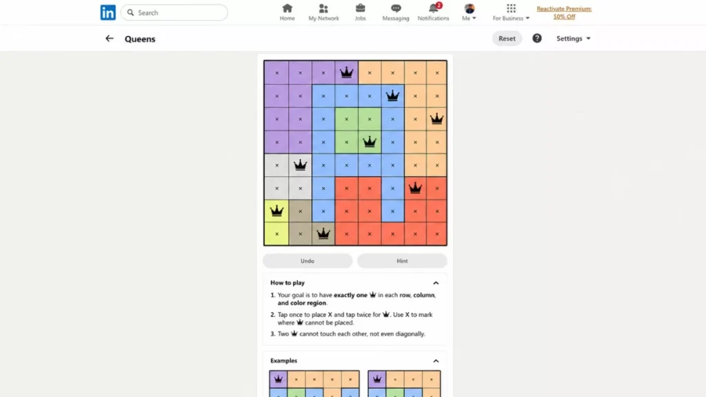 Queens puzzle answer today june 3, 2026