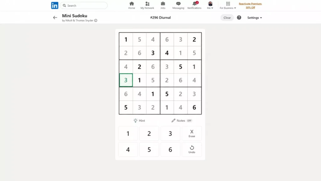 The Mini Sudoku Answer Today June 3, 2026