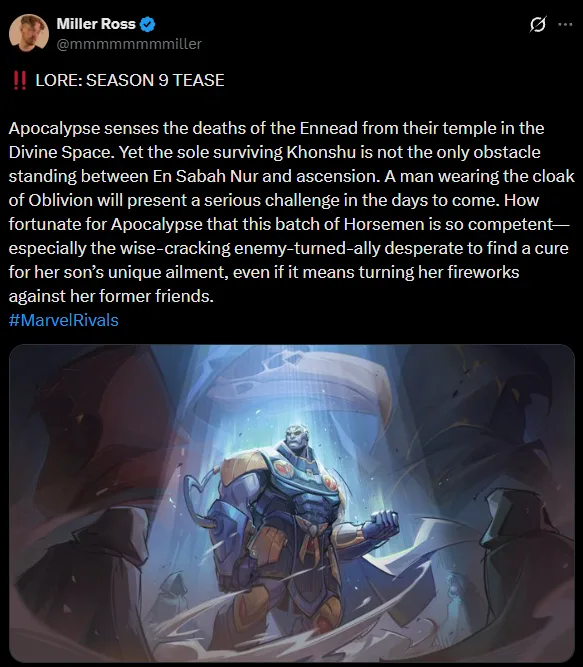 Miller Ross Tweet With Season 8.5 Gallery Card