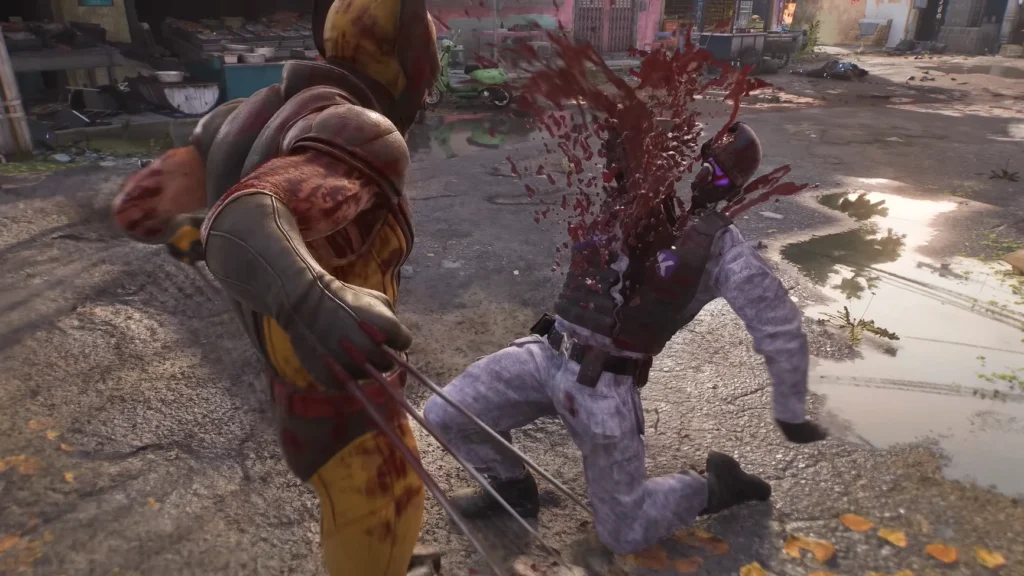 Wolverine ripping a soldier in half in Marvel's Wolverine